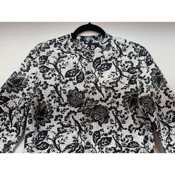Nomadic Traders Quilted Reversible Cotton Jacket Coat S Black & White Floral - Picture 4 of 14